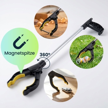 Preview: Praktischer Greifarm 76 cm – Ergonomische Greifzange mit Magnetspitze und 360° drehbarem Kopf – Für Senioren, Aufheben, Müllsammler, den Garten & mehr