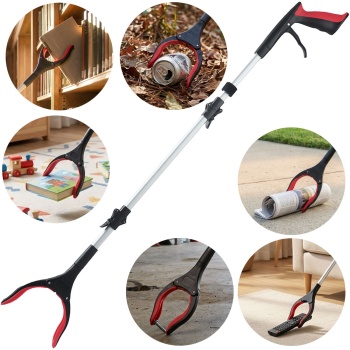 Faltbare Greifzange 92cm aus leichtem Aluminium mit starker Magnetspitze & Antirutsch-Griff – Für Senioren, fürs Bücken, Aufheben, den Garten & mehr