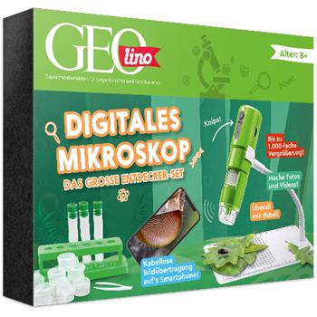 GEOlino Digitales Mikroskop - Digitalmikroskop für Kinder ab 8 Jahren, 1000-fache Vergrösserung, inkl. Zubehör & Forscherbuch