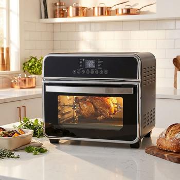Preview: Multifunktionaler Mini-Backofen 1600 W: Kompakter Alleskönner mit Heissluftfritteuse, Grill & Dörrfunktion – Für vielseitiges & gesundes Kochen