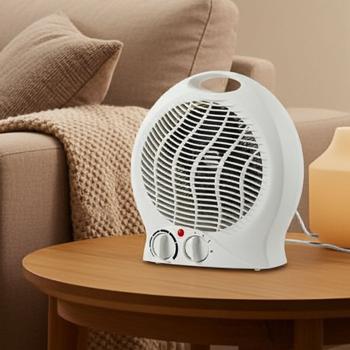 Preview: Heizlüfter mit Thermostat, weiss - Mobiles Heizgerät mit 2 Heizstufen & Kaltluft, Überhitzungs- & Kippschutz