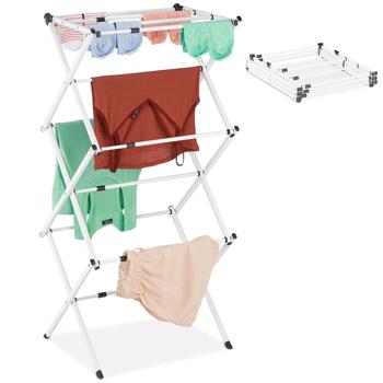 Preview: Effizienter Wäscheständer klappbar & ausziehbar, weiss: Ein flexibler Wäscheturm mit 11 Stangen für schnelles Trocknen