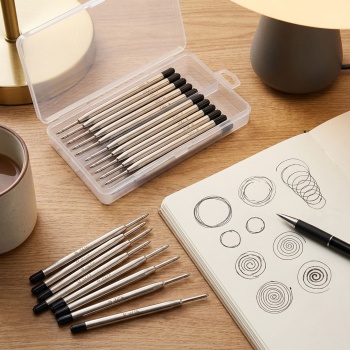 20er-Set Kugelschreiber-Minen in Minenstärke B, Schwarz – Universelle Ersatzminen für Kugelschreiber – Langlebig für Büro und Alltag