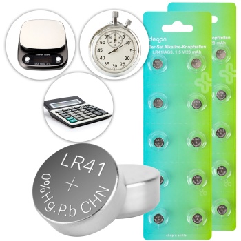 20er-Set Alkaline Knopfzellen LR41 AG3 1,5V 28mAh hochwertige Batterien quecksilberfrei für Uhren Taschenrechner Spielzeug und Hörgeräte
