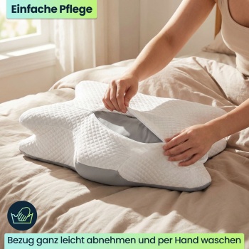 Preview: Premium Memory Foam Kopfkissen für Seiten-, Rücken- und Bauchschläfer - Ergonomisches Nackenkissen mit waschbarem Bezug für guten Schlaf