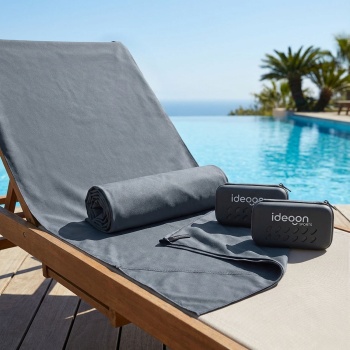 2er-Set Microfaser Handtuch 200x100 cm in Anthrazit, grosses Sporthandtuch schnelltrocknend & ultraleicht, Reisehandtuch inklusive Aufbewahrungsbox