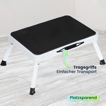 Preview: 2er-Set Stabiler Tritthocker, 150 kg - Stahl, rutschfeste Küchenleiter mit Klappsicherungen, platzsparend für sicheres Arbeiten
