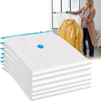 6er-Set platzsparende Vakuumbeutel XL, 80 x 120 cm, Kompression mit dem Staubsauger, Aufbewahrungssäcke, Kleiderbeutel ohne Staub oder Falten 