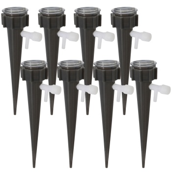 Preview: Tropfbewässerungssystem für PET-Flaschen 8-tlg. - automatische Pflanzenbewässerung im Urlaub & Alltag - integrierte Regulierung, schwarz-weiss