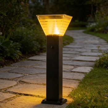 Preview: Premium Solar Säulen-Wegeleuchte 60cm aus Aluminium in Schwarz, 300lm, IP65 wasserfest, 360° Abstrahlung, 2 Lichtfarben & Leuchtmodi, Gartenlampe