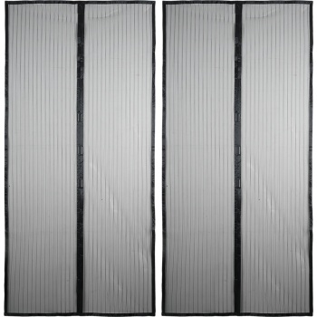 2er-Set Magnet Insektenschutz Türvorhang 100x210 cm für Balkon & Terrasse, Fliegengitter ohne Bohren mit Klettband, Fliegenvorhang Schwarz Mesh