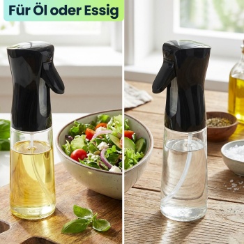 Preview: 2er-Set Premium Öl Sprüher & Essig Zerstäuber aus Glas je 200ml – Ideal für Heissluftfritteuse, Salate & Grillen – Edle Sprühflasche 6x20cm für eine gesunde Küche im Alltag