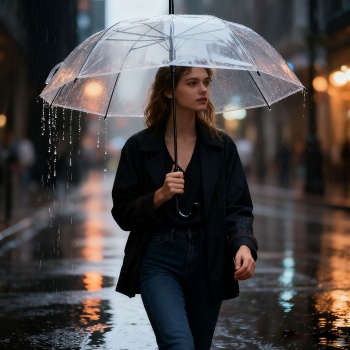 Transparenter Regenschirm mit Automatik, 85 cm Durchmesser, klarer Glockenschirm für Damen & Herren, robuster Stockschirm mit Einhand-Öffnung