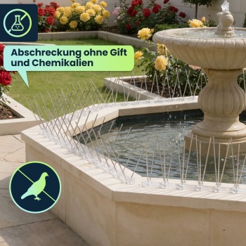 Preview: Effektive 5er-Set Taubenabwehr Spikes, 3-reihig Edelstahl, 2,5m - individuell anpassbar - Robuste Abwehr-Spitzen für optimalen Vogelschutz