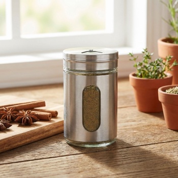 Preview: Edler Gewürzstreuer Edelstahl mit Sichtfenster im 24er-Set, 94ml Vorratsdose für Gewürze Kräuter Salz Pfeffer Streuer mit 3 verstellbaren Lochgrössen