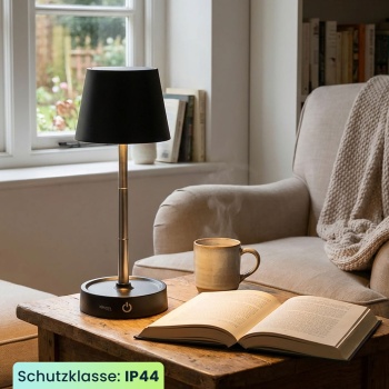 Preview: 2er-Set Edle LED Tischleuchte dimmbar & aufladbar: Akku Nachttischlampe modern, Höhe verstellbar, warmweiss - kabellose Leselampe in Edelstahl-Design