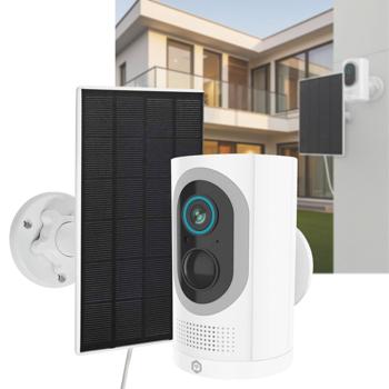 2er-Set: WLAN Akku Überwachungskamera, Bewegungssensor, 100% kabellos, 3MP & Solarpanel für SmartLife IP-Kamera, 3m Kabel, 3W, Wetterfest