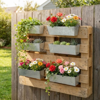 6er-Set Premium Pflanzkasten für Europaletten mit Hängeschiene aus verzinktem Metall,  Paletteneinsatz & Balkonkasten für Geländer bis 2,5 cm Breite, Silber