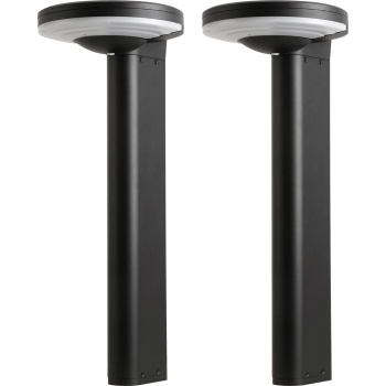 Preview: 2er-Set Premium Solar Säulen-Wegeleuchte aus Aluminium in Schwarz, 300lm helle SMD-LEDs, Dämmerungssensor & 2 Leuchtmodi, wetterfeste Gartenlampe modern