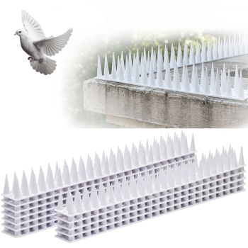 Preview: 12er Set Taubenspikes Weiss 5,4m - Effektive Vogelabwehr aus Polycarbonat - 3-reihige Abwehrspikes gegen Tauben, Möwen, Marder, Katzen & Eichhörnchen