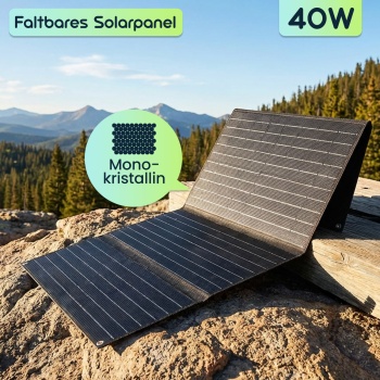 Preview: Powerstation 155Wh 42000mAh Solar-Generator Set inkl. 40W Solarpanel, 230V AC Steckdose, USB-C QC 3.0, DC Output & LED für Camping