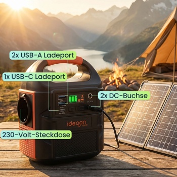 Preview: Mobiles Powerstation Set 88,8Wh mit 40W Solarpanel faltbar, 230V Steckdose, 100W, USB-C PD 65W, Solargenerator mit LED-Leuchte für Camping & Outdoor