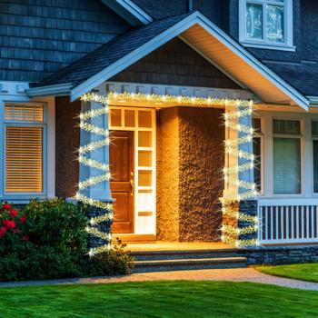 Preview: Weihnachts Clusterlichterkette 768 LED Warmweiss – IP44 Aussen & Innen, 5,6m funkelnde Büschellichterkette für gemütliche Atmosphäre