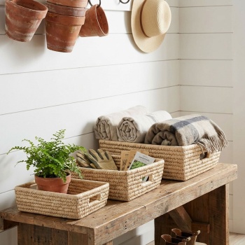 Preview: Stylisches Aufbewahrungskorb-Set 3-tlg. rechteckig, stabil mit Griffen für Bad, Regal, Schlafzimmer & Büro – Ordnung leichtgemacht!