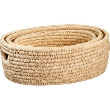 Preview: Trendiges Aufbewahrungskorb-Set 3-tlg. oval, stabil mit Griffen für Bad, Regal, Schlafzimmer & Büro – Ordnung leichtgemacht!