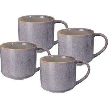 Elegantes 4er-Set Steinzeug Becher 332ml - Hochwertiges Keramik Geschirr in Blau - Perfekt für Kaffee, Kakao, Tees, u.v.m.