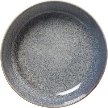 Preview: Speiseteller 4er-Set Ø22,5 x 5 cm aus robustem Steinzeug, Sandfarbe/Blau - Essteller für Hauptspeisen & Snacks. Perfekt für den modernen Esstisch