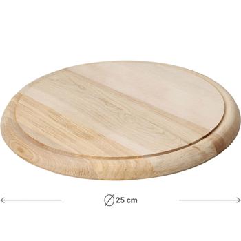 Preview: Edles Schneidebrett rund 25cm - hochwertiges Holz-Frühstücksbrett, Tranchierbrett & Servierteller - Küchenbrett für Feinschmecker