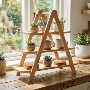 Bambus Etagere 3-Stöckig: Edles Servierbrett, Kuchenständer & Buffet Präsentation – Stabil, Modern & Natürlich – Perfekt für Gebäck, Snacks & Deko