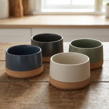 4er-Set Schalen aus edlem Steinzeug Ø9,5 cm - Stilvolle Schüsseln für Desserts, Snacks & Dips - dekorativ, robust & hochwertig gefertigt