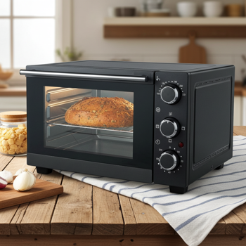 Mini Backofen 15 Liter – 1200W: Kompakter Tischofen mit 230°C und 60 Minuten Timer, inklusive Backblech und Rost