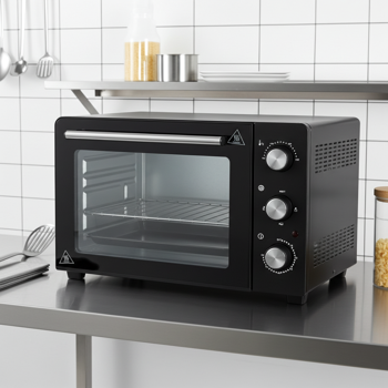 Preview: Mini Backofen 30 Liter – 1500W: Kompakter Tischofen mit 230°C und 60 Minuten Timer, inklusive Backblech und Rost