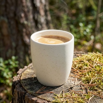 Preview: 4er Becher Set Steingut 80ml, 4 Farben - Rustikale Kaffeebecher & Teetassen ohne Henkel für Heissgetränke, Kaffee & Espresso