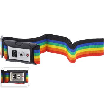 Preview: Premium Koffergurt mit TSA-Zahlenschloss, 180 x 5 cm - Verstellbares Kofferband Bunt für sicheres Reisen – 3-stelliger Code einstellbar
