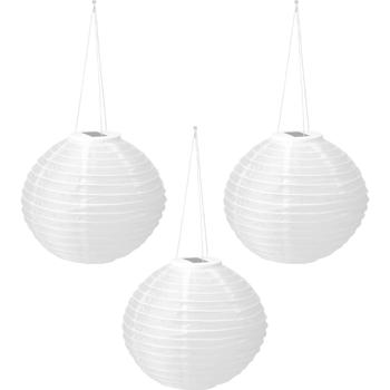 Preview: 3er-Set Grosser Solar Lampion, Ø 40 cm – Wetterfeste LED Kugel hängend für Garten & Balkon – Automatische Solarleuchte Deko für Party