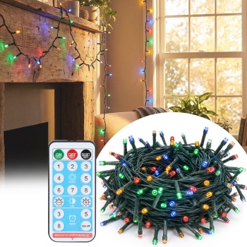 LED Solar Lichterkette 768 LEDs, 5,6m, 13 Funktionen, Fernbedienung & Timer - USB-ladebar, buntes Licht für Garten, Balkon & Terrasse