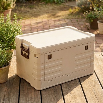 Faltbare Aufbewahrungsbox 55L Beige: robuste Klappbox, stapelbarer Ordnungshelfer für Kleidung, Spielzeug & mehr - platzsparend & stabil