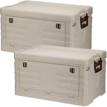 Preview: 2er-Set Faltbare Aufbewahrungsbox 55L Beige: robuste Klappbox, stapelbarer Ordnungshelfer für Kleidung, Spielzeug & mehr - platzsparend & stabil