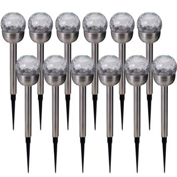 Preview: 12er-Set Glaskugel Solarleuchte, Edelstahl: 4 LED Kupferdraht, wetterfest & dekorativ - ideal für Garten & Terrasse, 34,5 cm