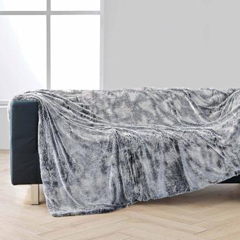 Preview: Superweiche Kuscheldecke in luxuriöser Felloptik, 180 x 220 cm, Grau - Ideal für gemütliche Stunden auf dem Sofa oder als Tagesdecke