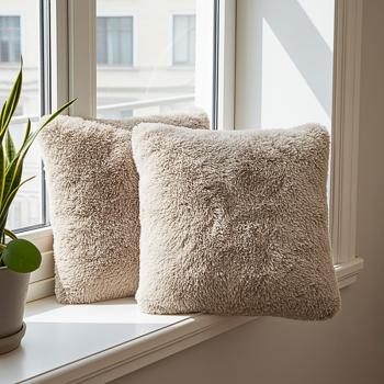 2er-Set Flauschiges Dekokissen 45x45 cm - Traumhaft weicher Kissenbezug in Fell-Optik, Schokobraun, Bezug abnehmbar - Weich, warm & pflegeleicht