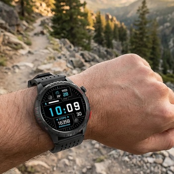 Preview: GPS Smartwatch mit 1.43 Amoled Display Schwarz, Bluetooth 5.3, Blutdruck & SpO2 Sensor – Beste Fitness Uhr für Sport, Laufen, Workout & Anrufe
