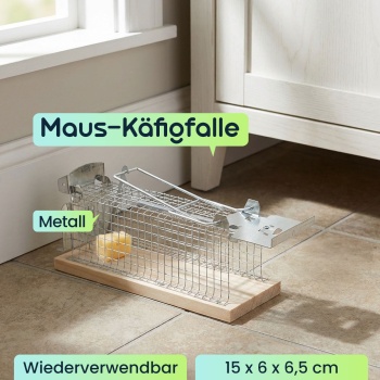 Preview: 2er-Set Maus-Käfigfalle - Wiederverwendbare Lebendfalle für innen und aussen - Effektive Mausefalle mit sicherem Schliessmechanismus