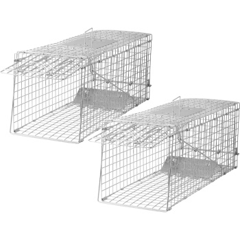 Preview: 2er-Set Profi Marder Lebendfalle - Wiederverwendbare Gitterfalle mit Trittplatte, Tragegriff und Beissschutz - für Marder und kleine Nagetiere