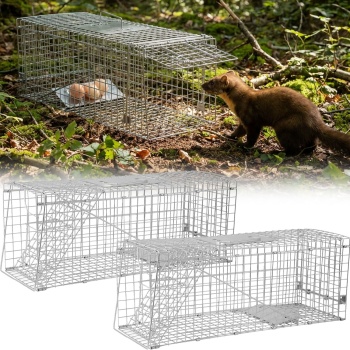 2er-Set Profi Marder Lebendfalle - Wiederverwendbare Gitterfalle mit Trittplatte, Tragegriff und Beissschutz - für Marder und kleine Nagetiere