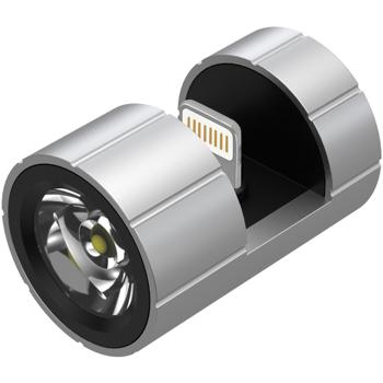 Preview: 2er-Set Kompakte Smartphone-Ansteck-Taschenlampe, Lightning, 280 lm: Helles LED-Natel-Licht für unterwegs, Outdoor, Notfälle & Alltag